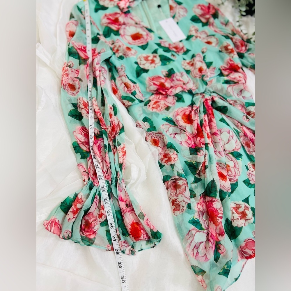 Lovers + Friends Sheer Amy Mini Mint & Pink Floral Dress NWT XS - Picture 8 of 13